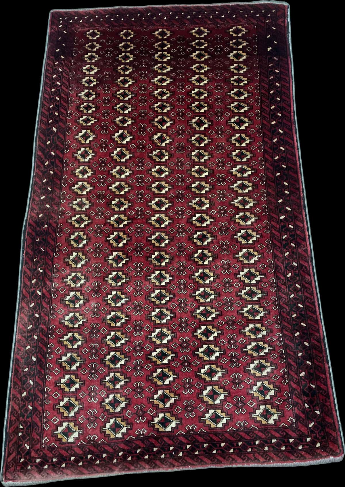 Persian rug of Baluch style in dimensions 204 centimeters length by 116 centimeters width with mainly red colors — Perspective