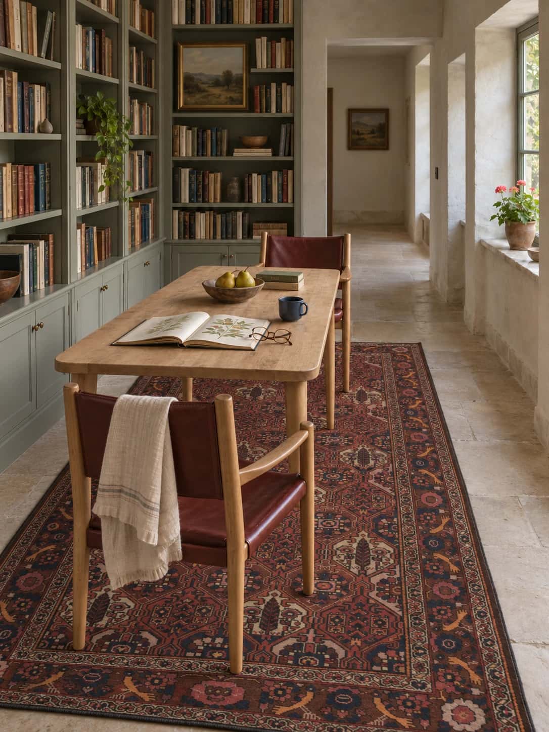 Persian rug, oriental, 164x301 cm, mainly red — In a room
