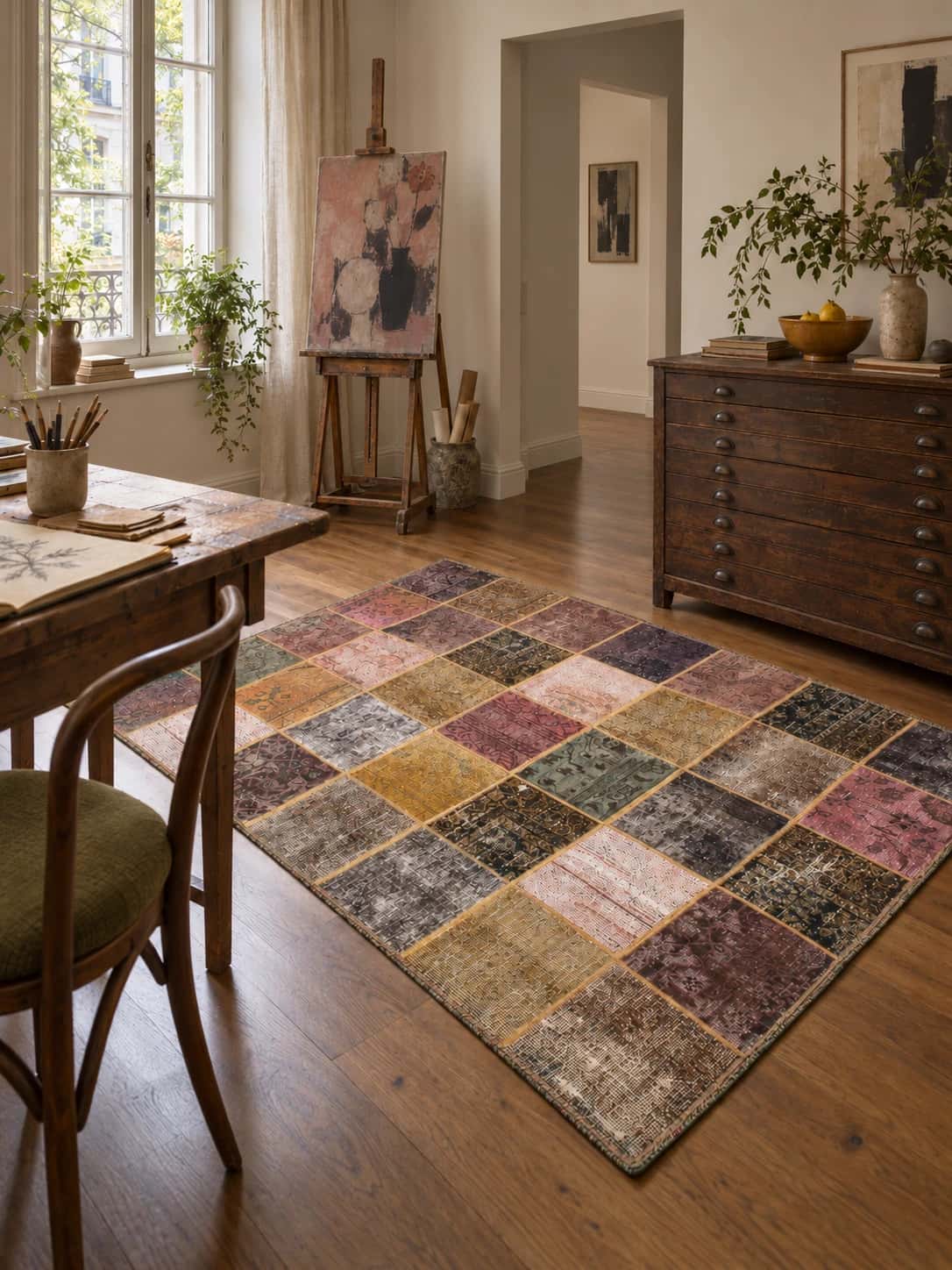 Persian Rey Patchwork Rug, 151x211 cm, multicoloured — In a room