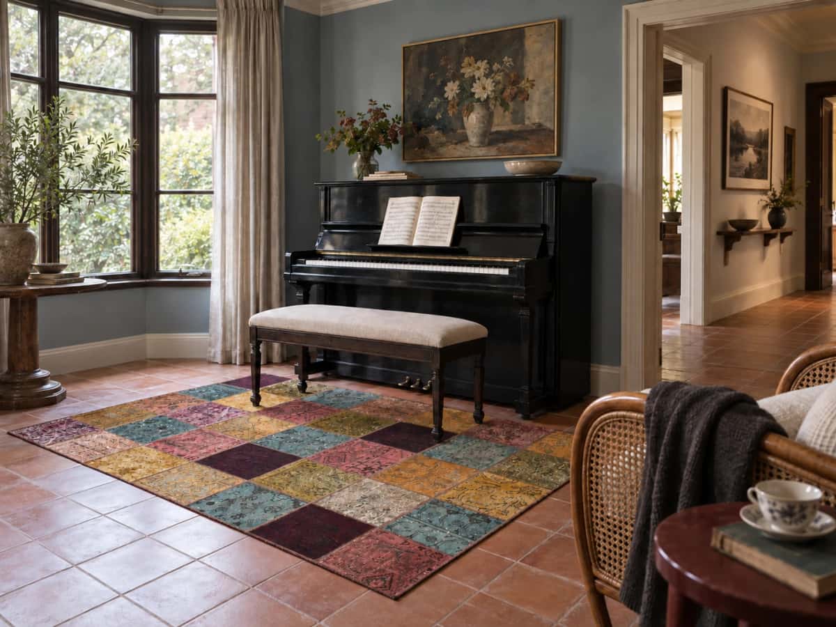 Persian Rey Patchwork Rug, 150x210 cm, multicoloured — In a room