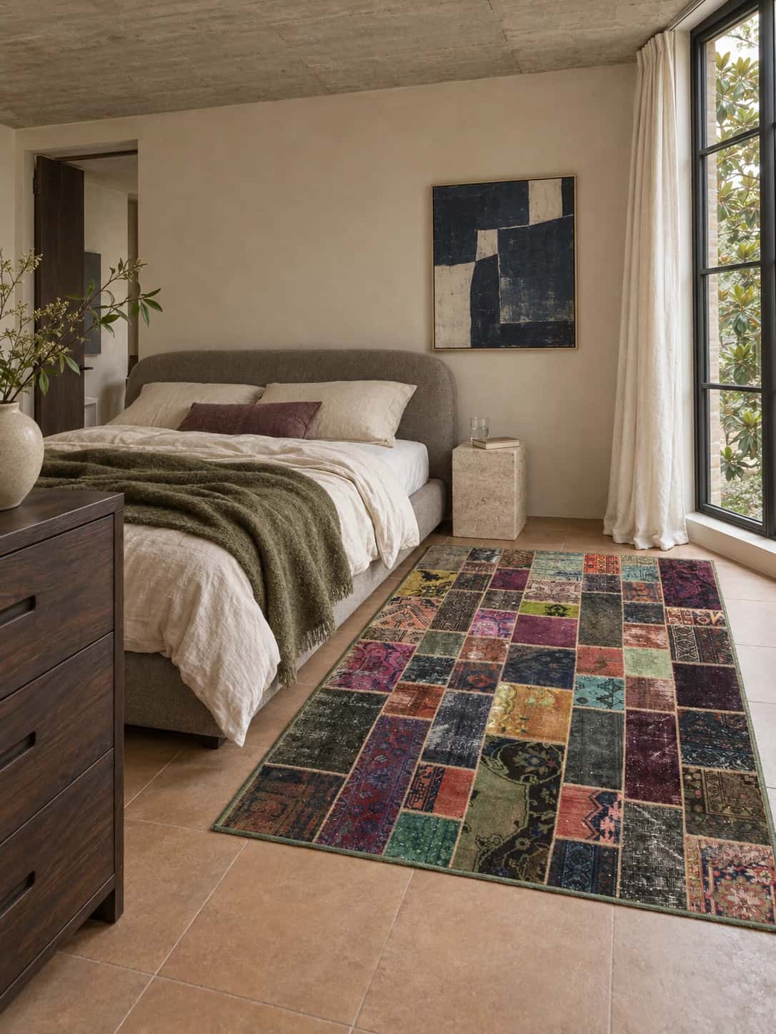 Persian Rey Patchwork Rug, 168x220 cm, multicolored — In a room