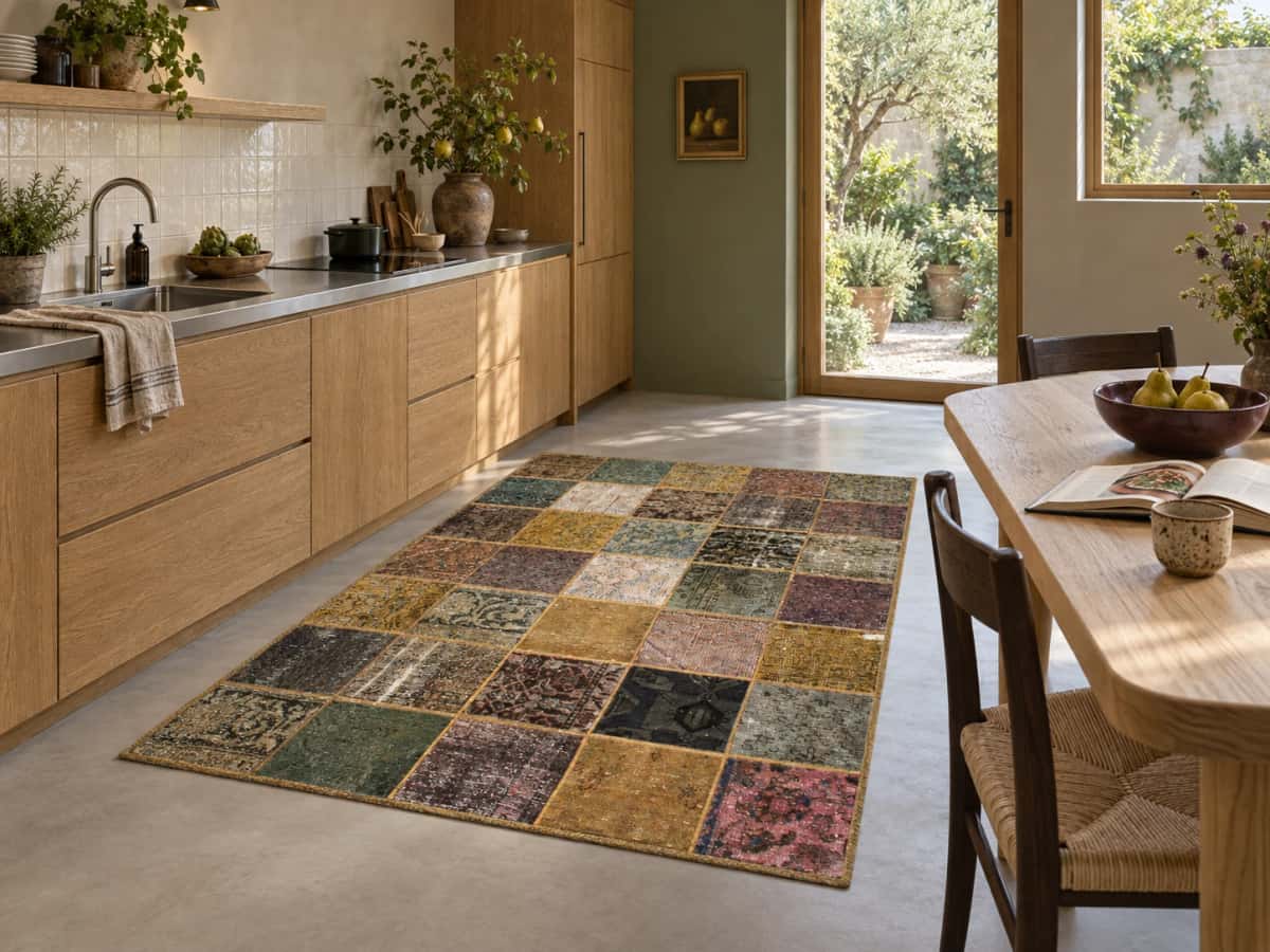 Persian Rey Patchwork Rug, 151x210 cm, multicolored — In a room