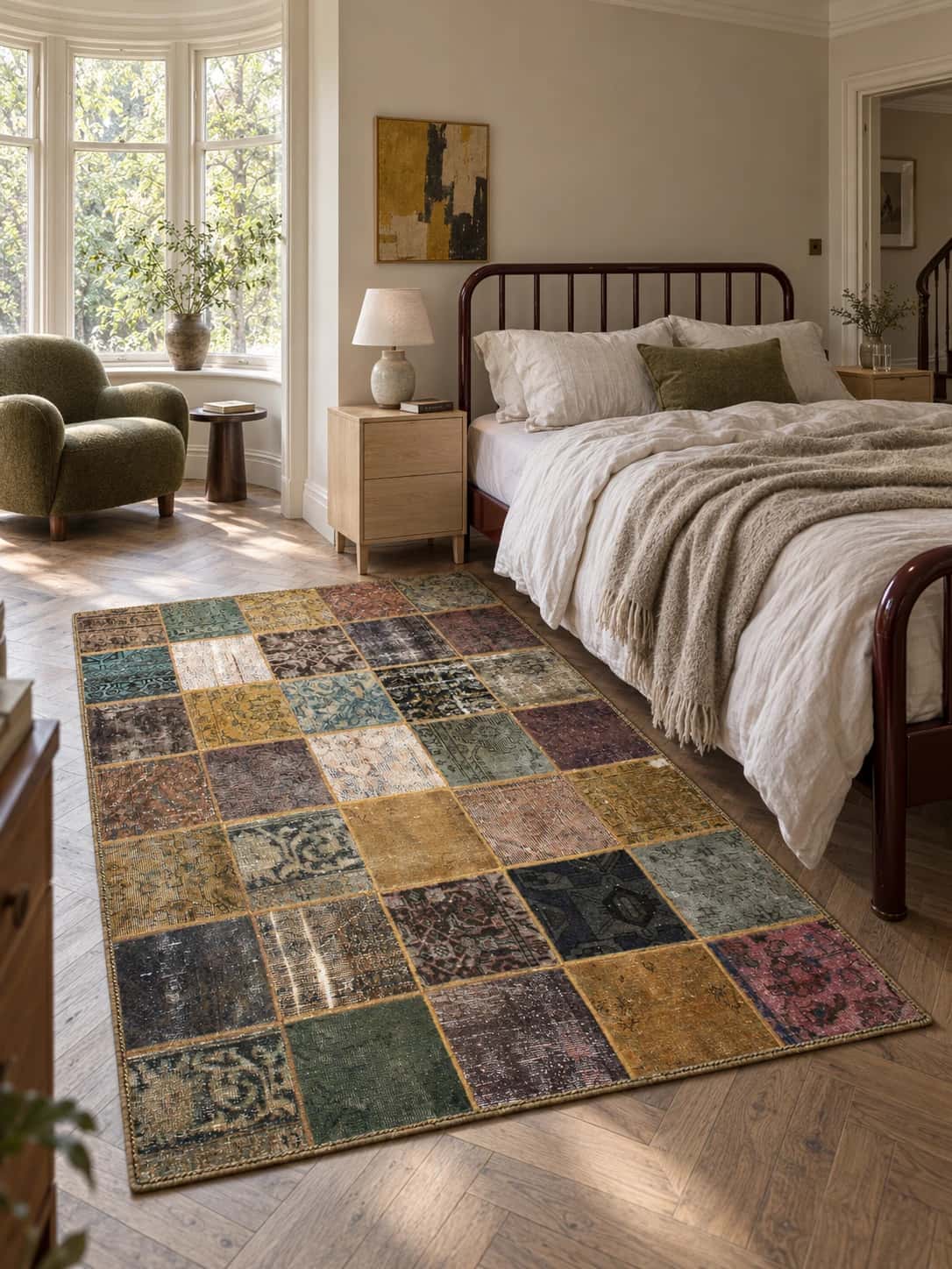 Persian Rey Patchwork Rug, 151x210 cm, multicolored — In a room