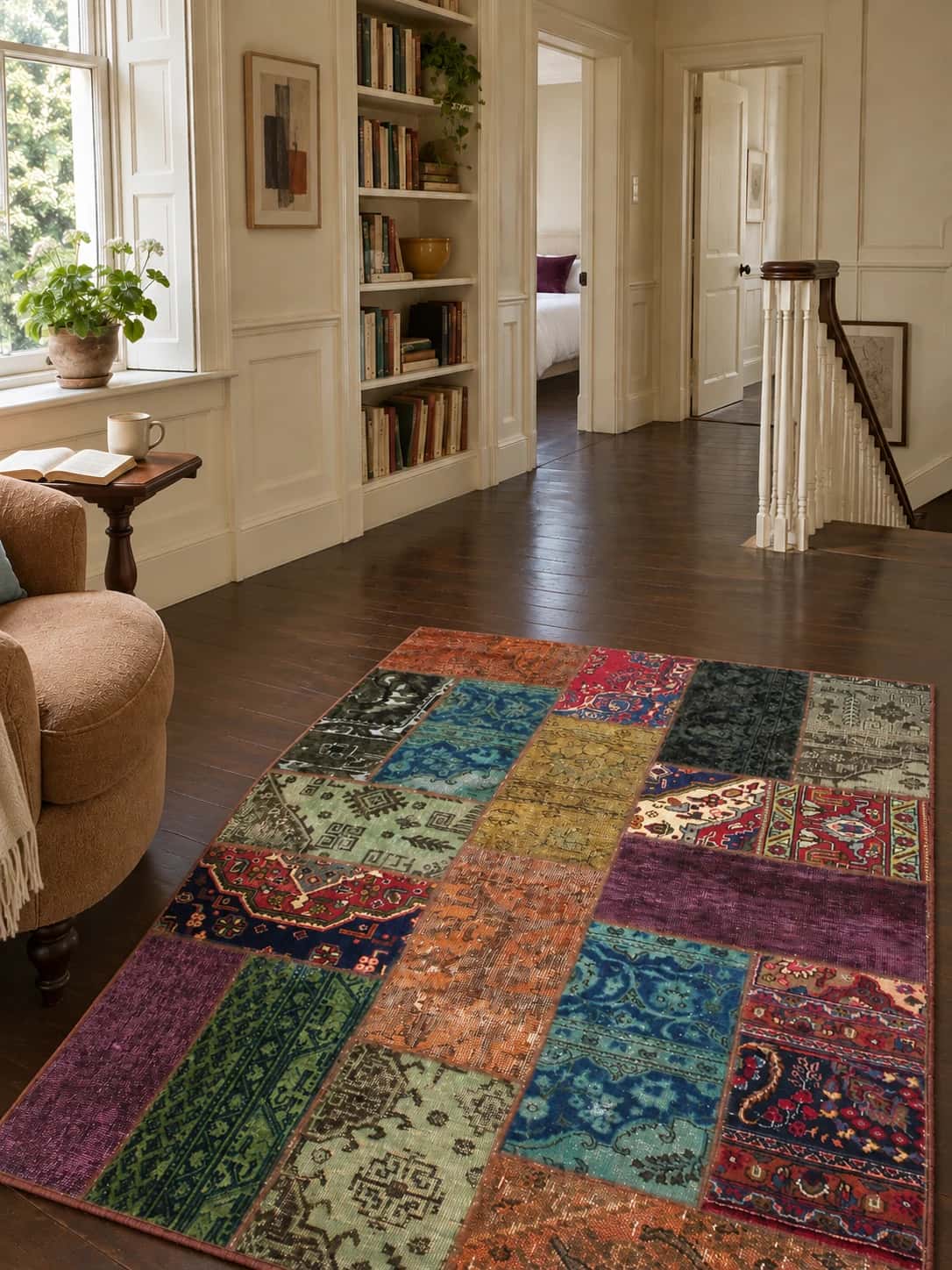 Persian Rey Patchwork Rug, 150x207 cm, multicolored — In a room
