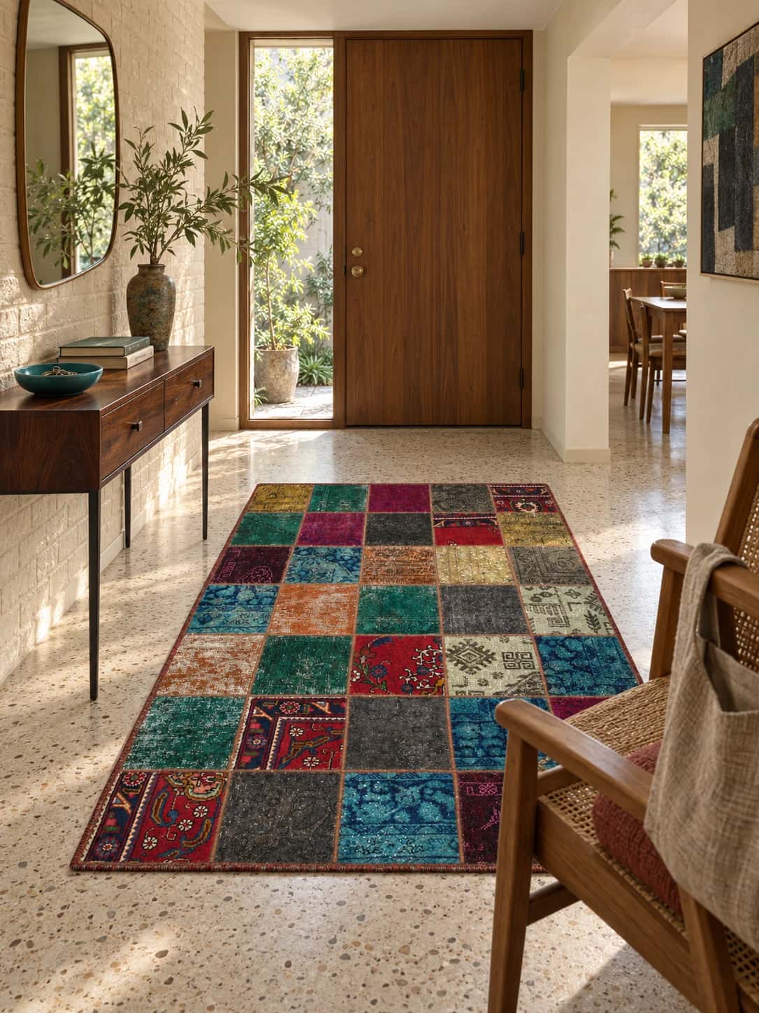 Persian Rey Patchwork Rug, 152x210 cm, multicoloured — In a room