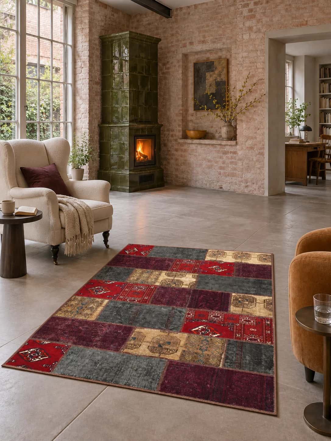 Persian Rey Patchwork Rug, 150x213 cm, multicolored — In a room