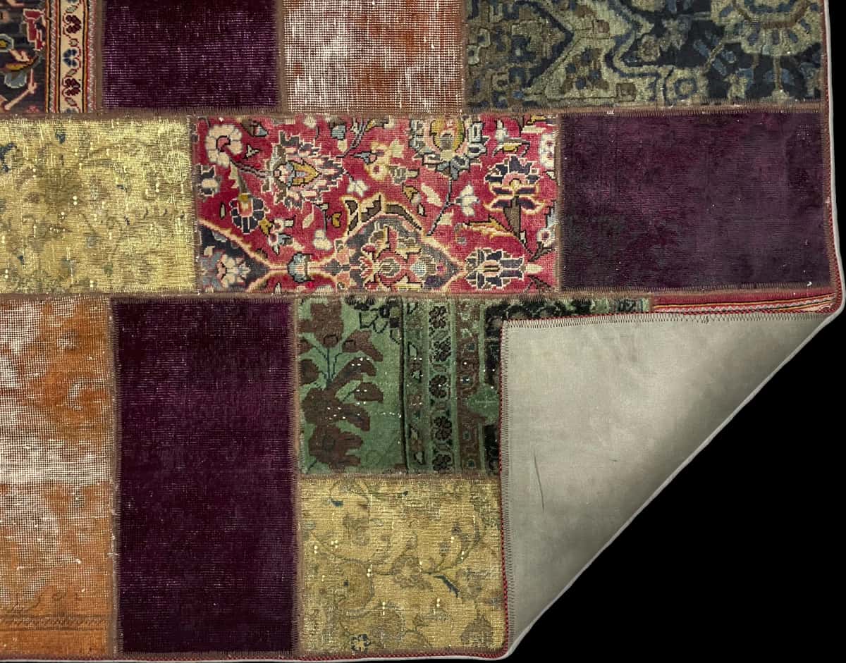 Persian rug of Patchwork style in dimensions 211 centimeters length by 150 centimeters width — Folded