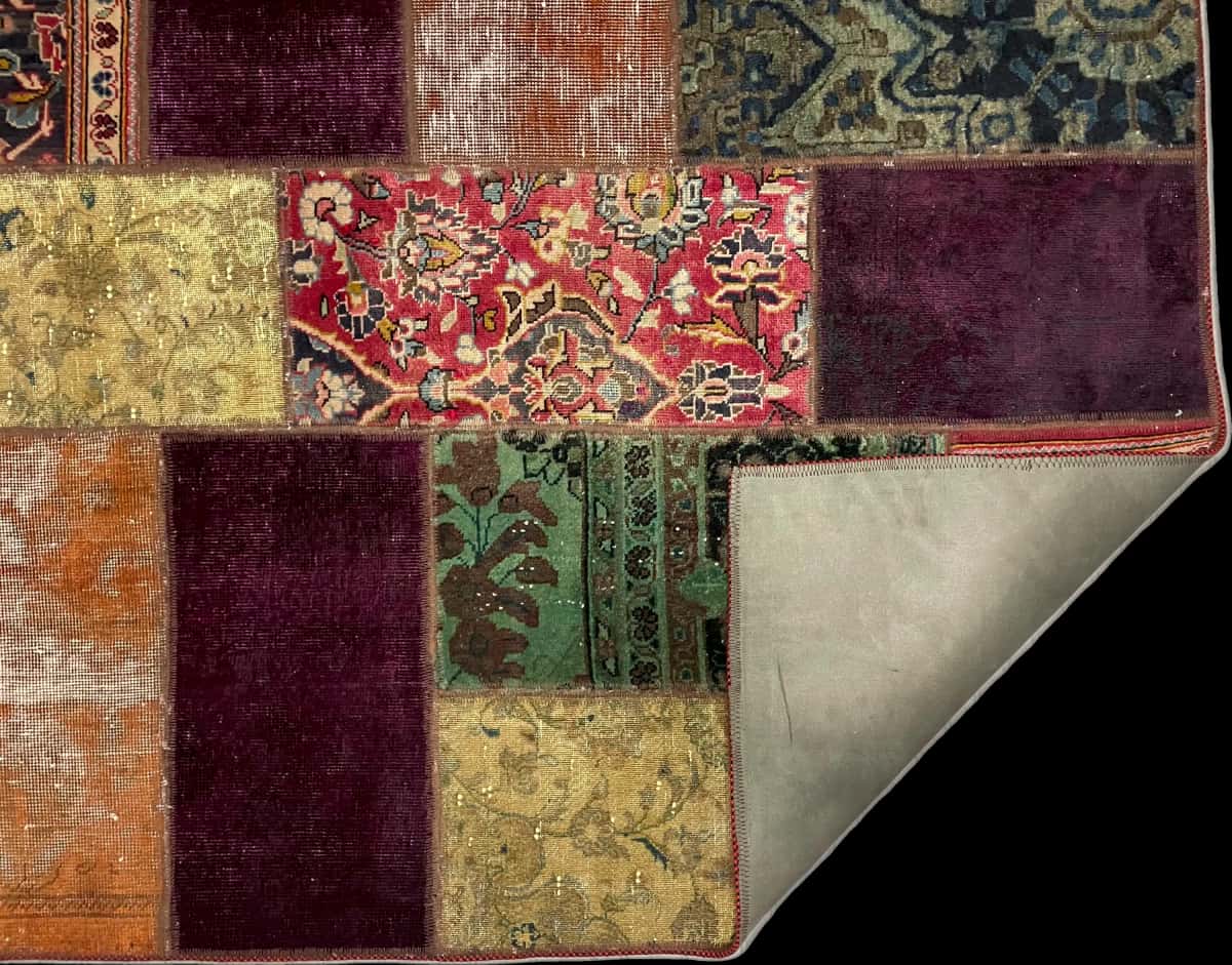 Persian rug of Rey style in dimensions 211 centimeters length by 150 centimeters width with mainly colorful colors — Folded