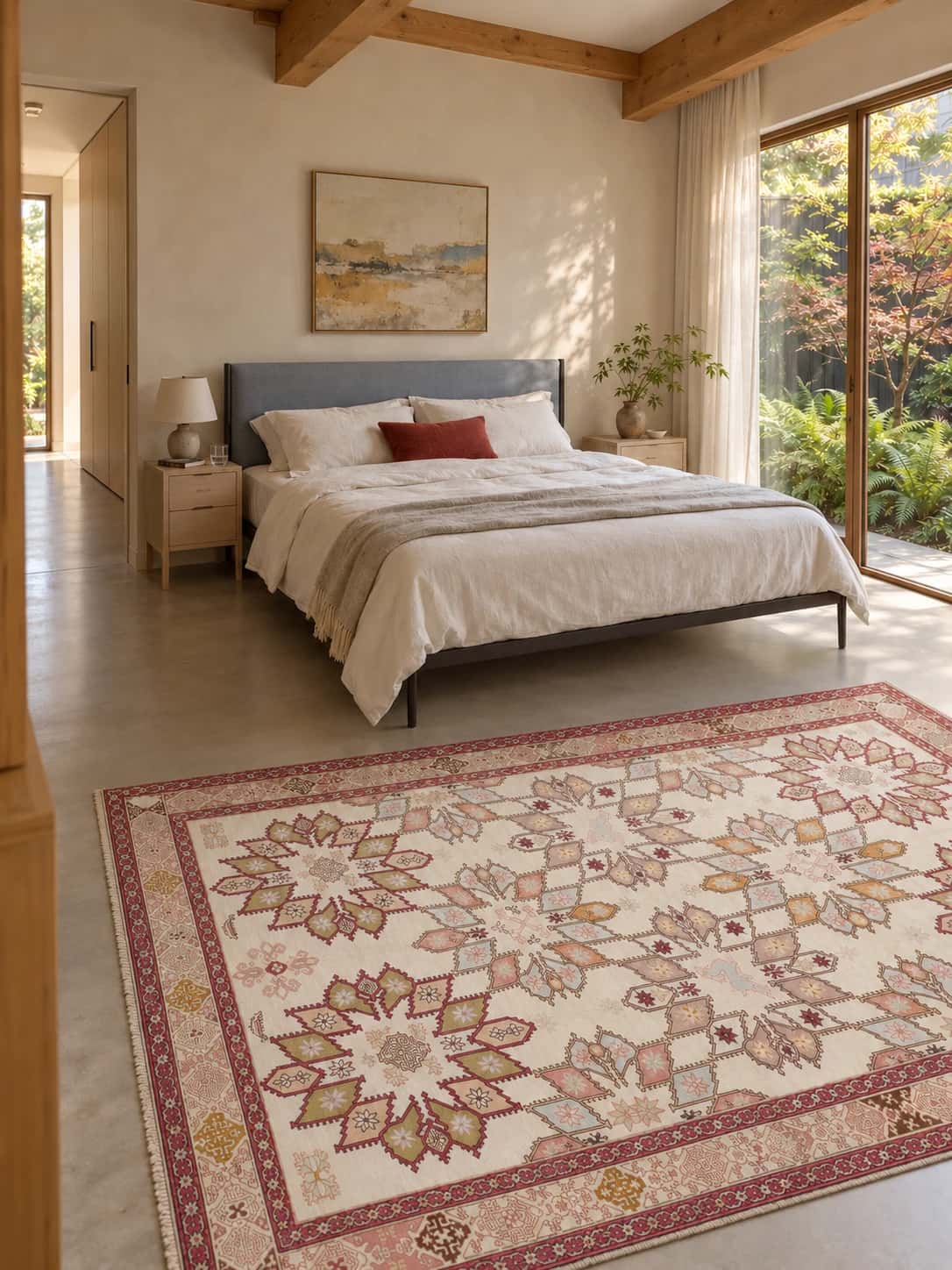 Persian rug, oriental, 200x292 cm, mainly beige — In a room