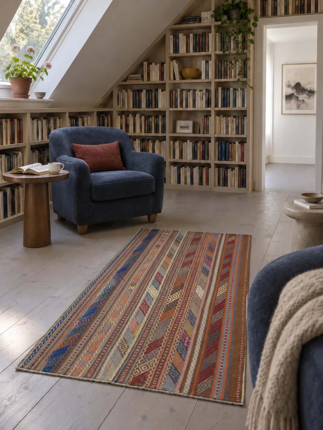 Persian Sumak Kilim rug, 94x163 cm, multicolored — In a room