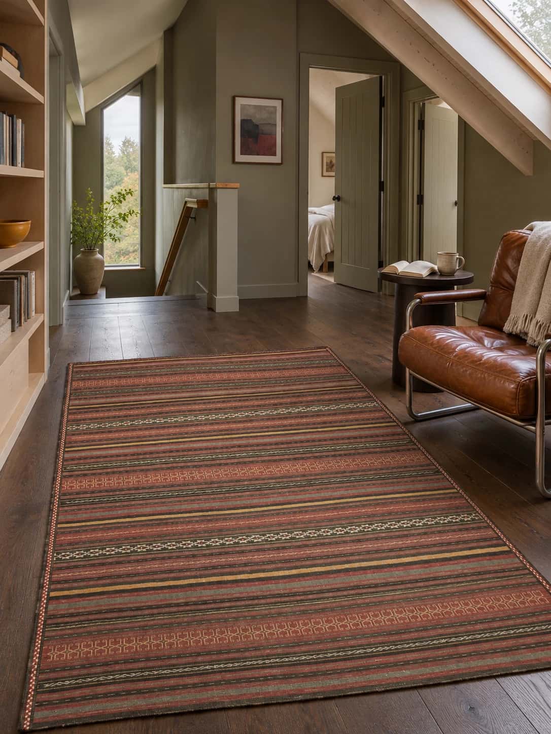 Persian Sumak Kilim rug, 150x200 cm, mainly brown — In a room