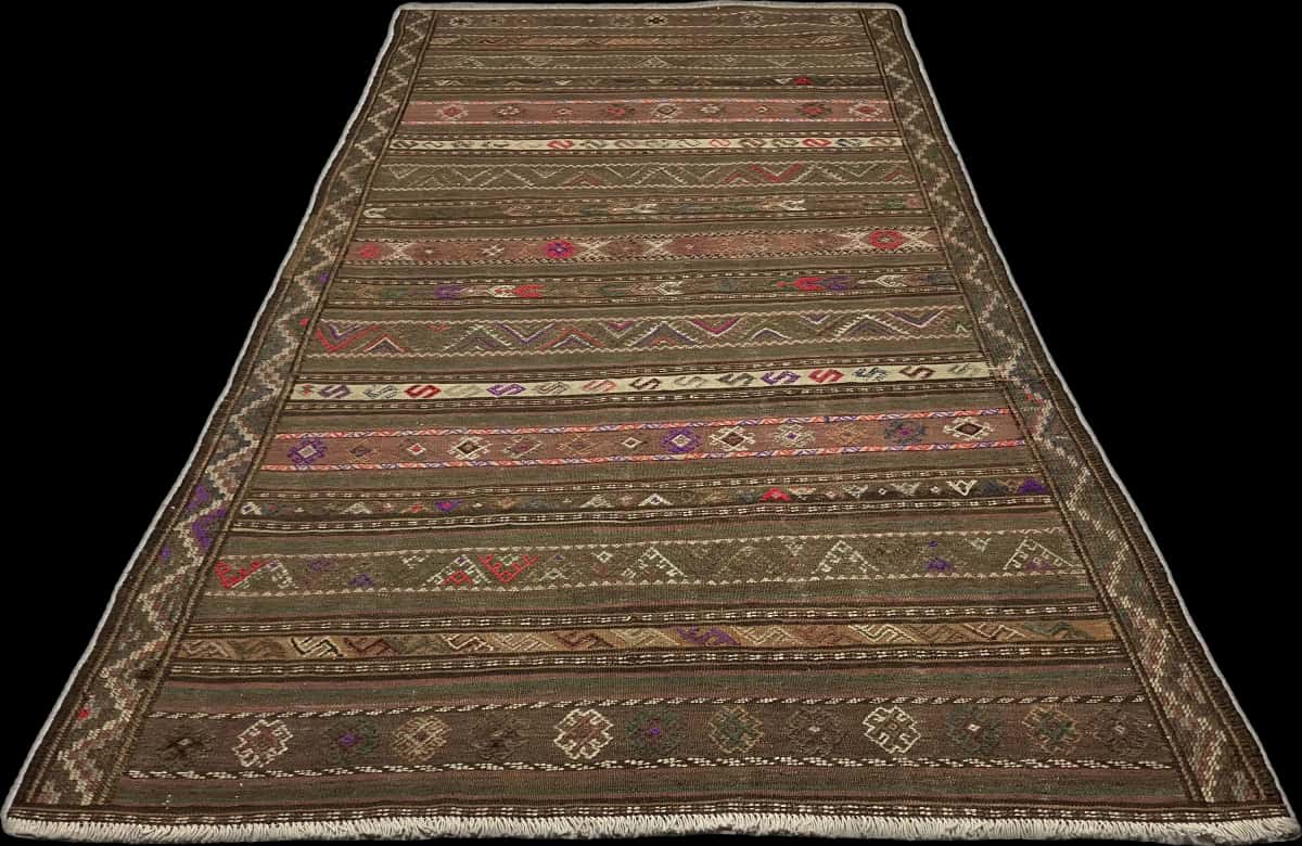 alfombra persa de estilo sumak en dimensiones 260 centímetros de largo por 145 centímetros de ancho — Perspectiva