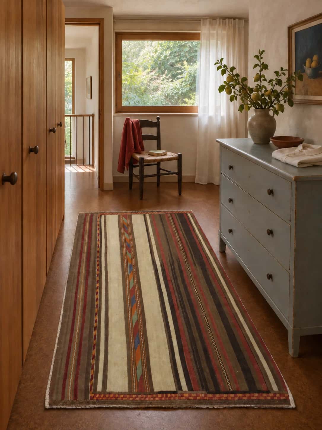 Persian Sumak Kilim rug, 122x234 cm, multicolored — In a room