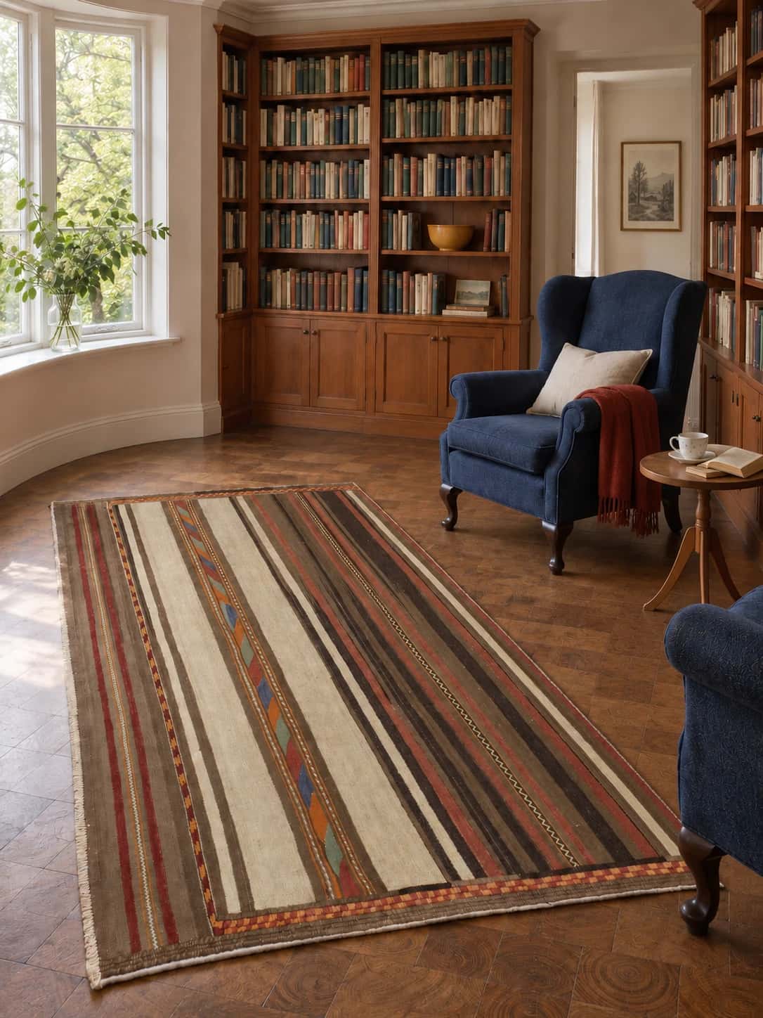 Persian Sumak Kilim rug, 122x234 cm, multicolored — In a room