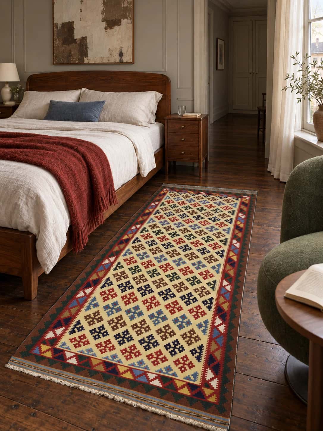 Persian rug, 114x210 cm, mainly brown — In a room