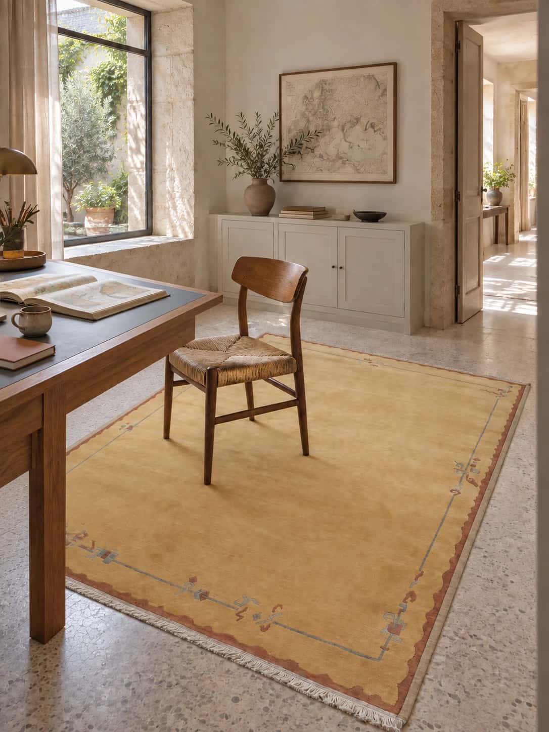 Nepalese Tibetan rug, oriental, 170x245 cm, mainly orange — In a room