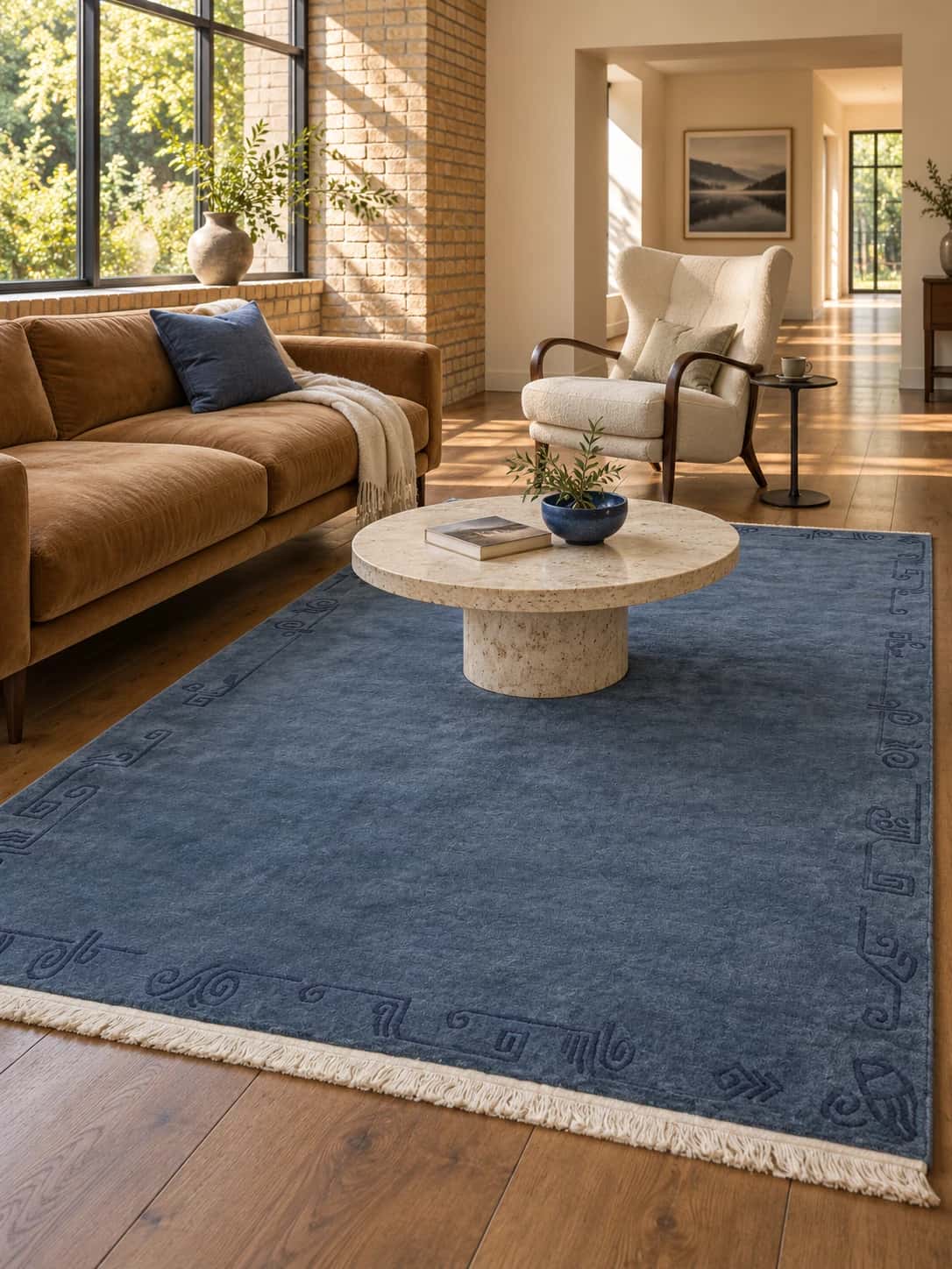Nepalese Tibetan rug, oriental, 170x240 cm, mainly blue — In a room