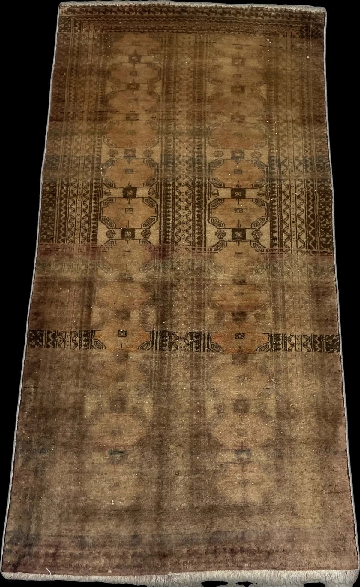 Persian rug of Baluch style in dimensions 182 centimeters length by 94 centimeters width with mainly brown colors — Perspective