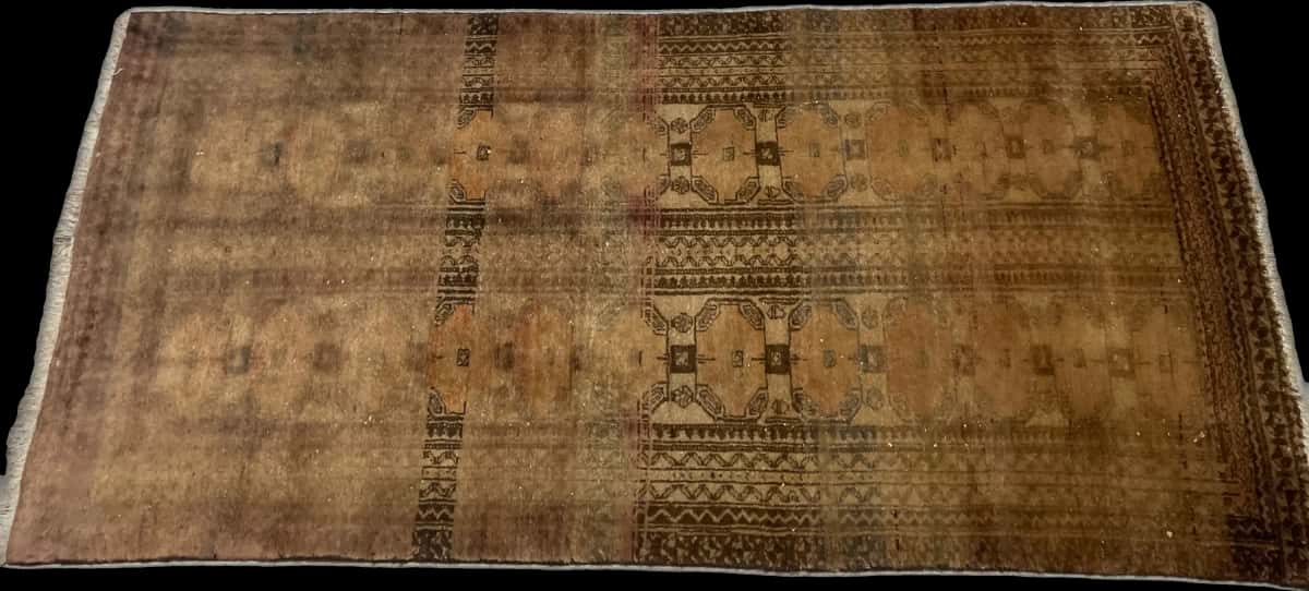 Persian rug of Baluch style in dimensions 182 centimeters length by 94 centimeters width with mainly brown colors — Perspective