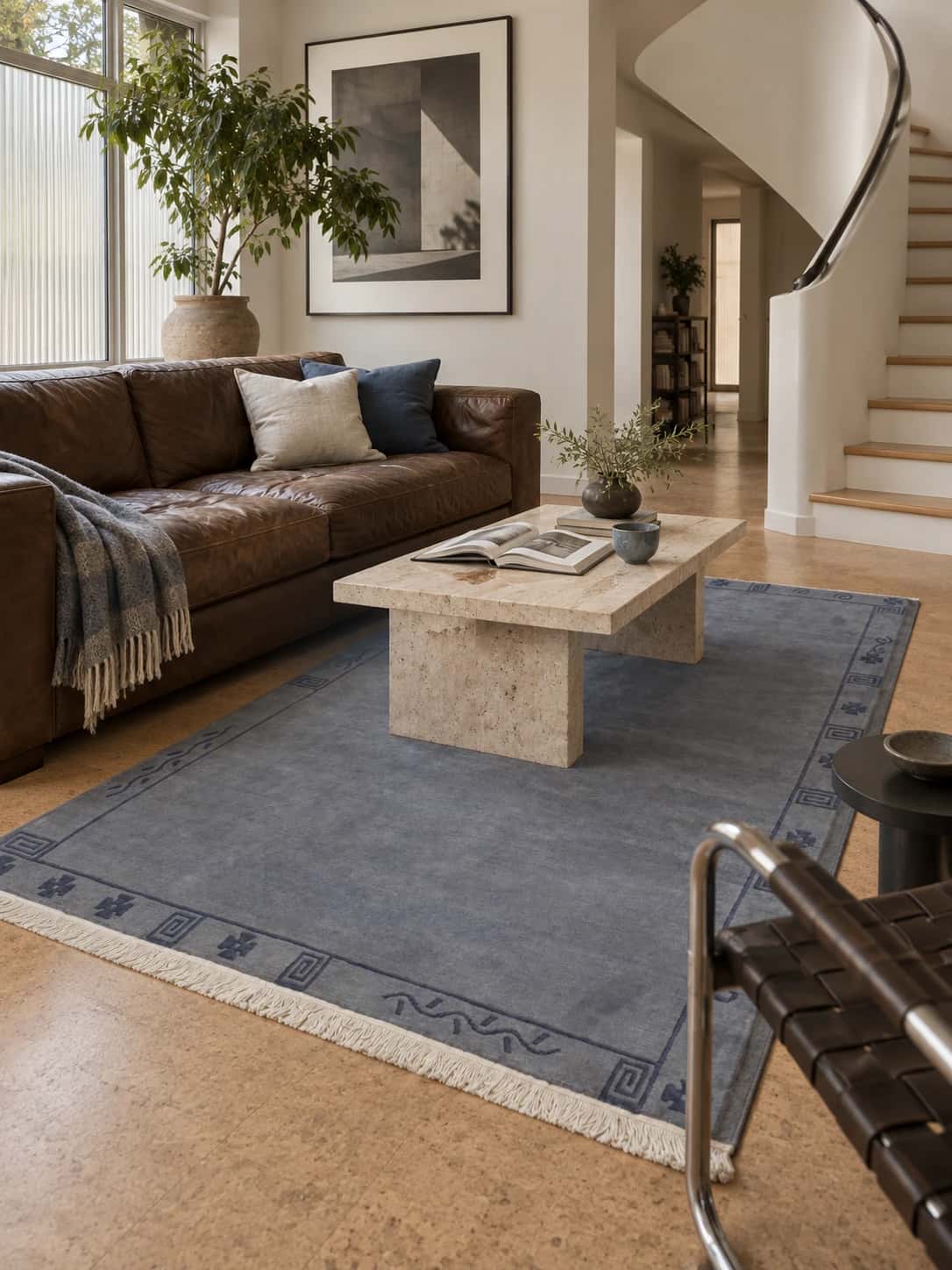Nepalese Tibetan rug, oriental, 173x238 cm, mainly blue — In a room