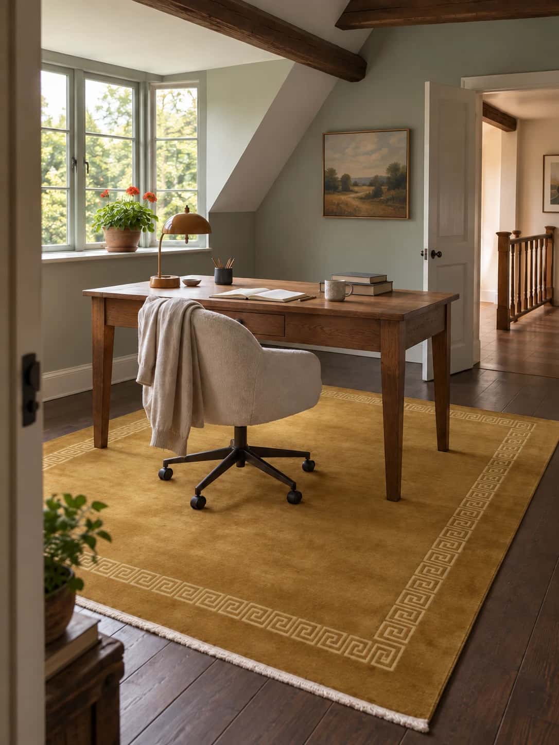 Nepalese Tibetan rug, oriental, 200x252 cm, mainly yellow — In a room