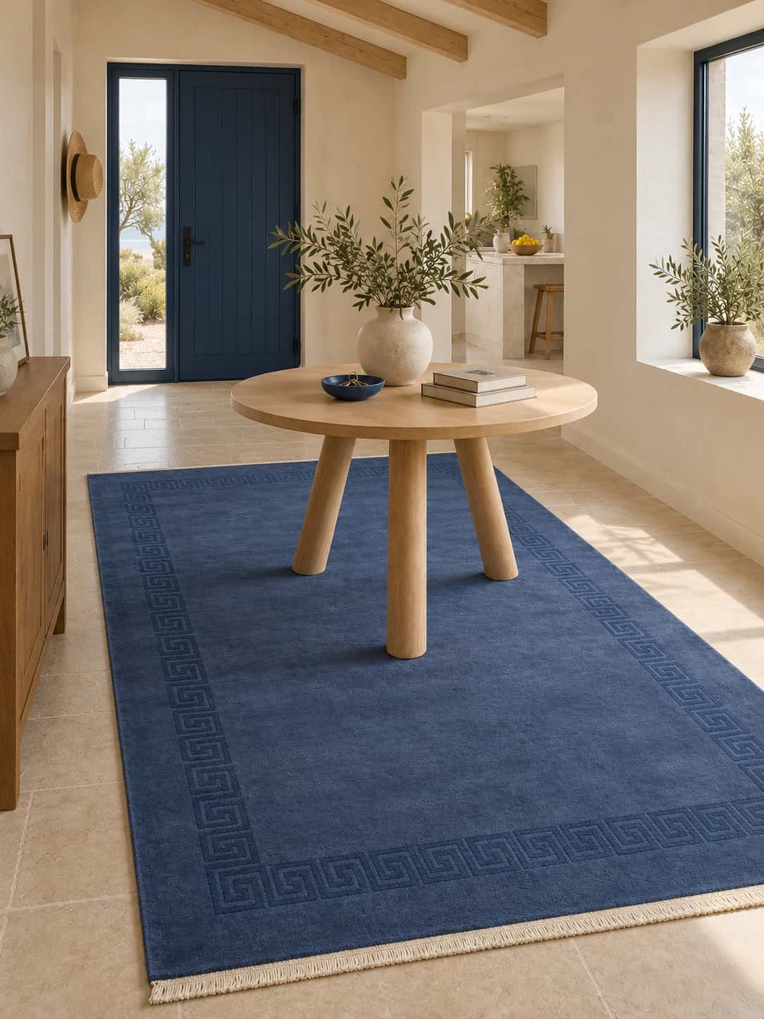 Nepalese Tibetan rug, oriental, 171x244 cm, mainly blue — In a room