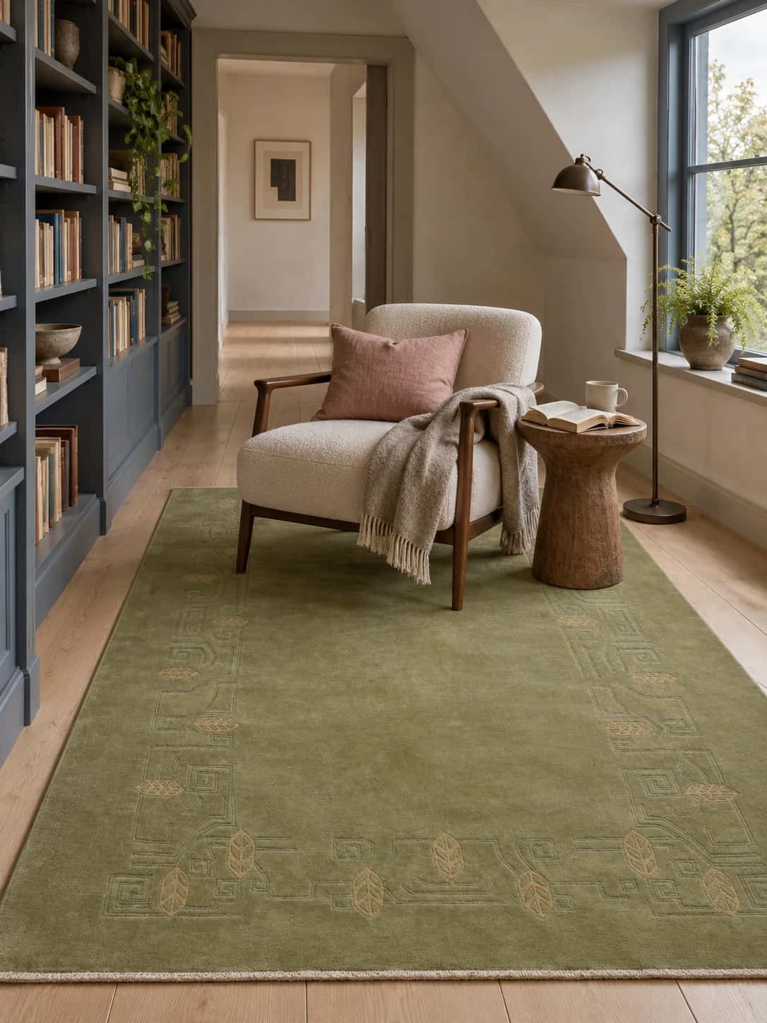 Nepalese Tibetan rug, floral, 170x250 cm, mainly green — In a room