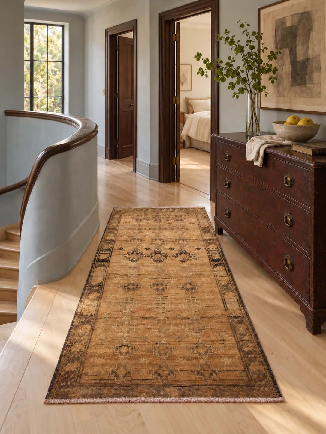 Persian Baluch rug, vintage, 117x220 cm, mainly brown — In a room