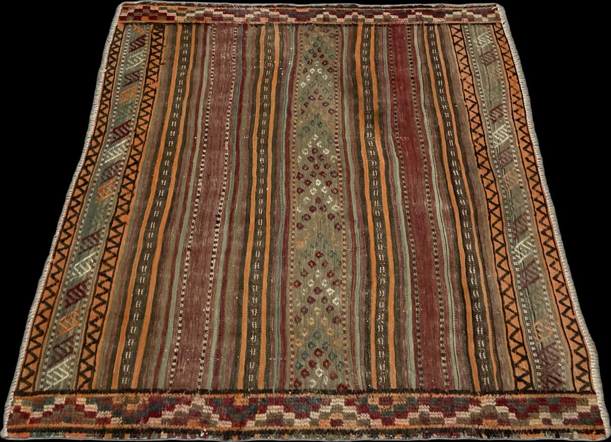 alfombra persa de estilo sumak en dimensiones 129 centímetros de largo por 123 centímetros de ancho — Perspectiva