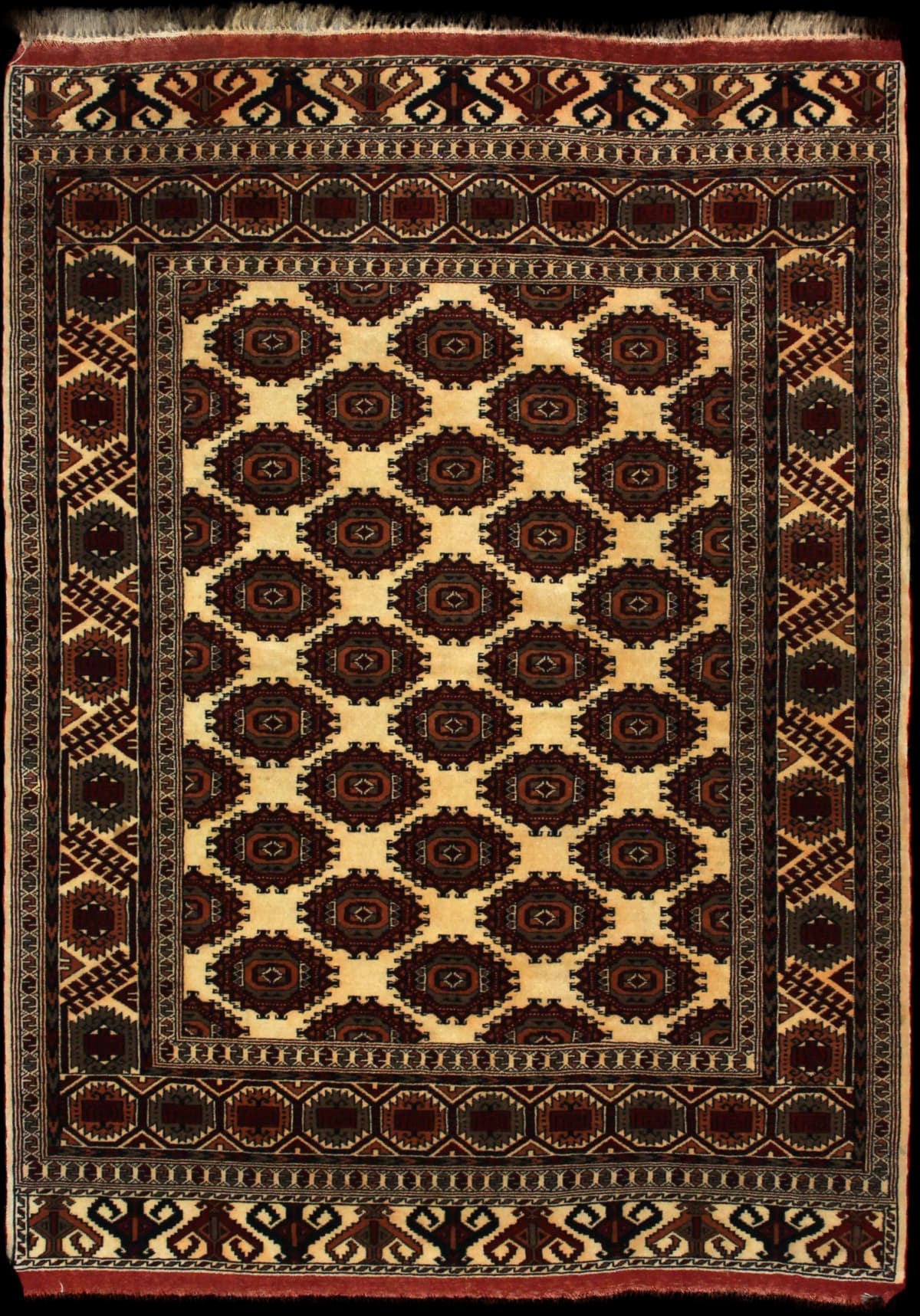 Persian rug of Turkoman style in dimensions 196 centimeters length by 140 centimeters width with mainly yellow colors