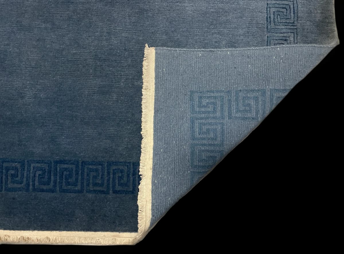 Tapis népalais tibétain, moderne, 152x203 cm, principalement bleu — Plié