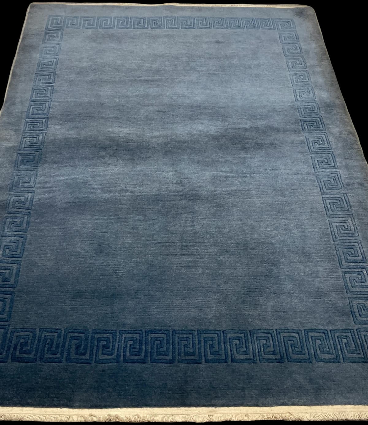 Tapis népalais tibétain, moderne, 152x203 cm, principalement bleu — Perspective