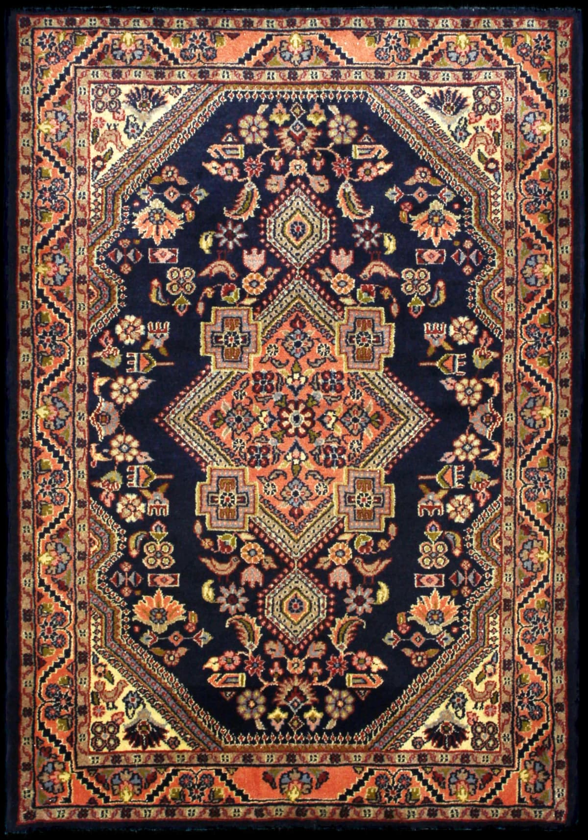 Persian rug of Hamadan style in dimensions 150 centimeters length by 106 centimeters width with mainly blue colors