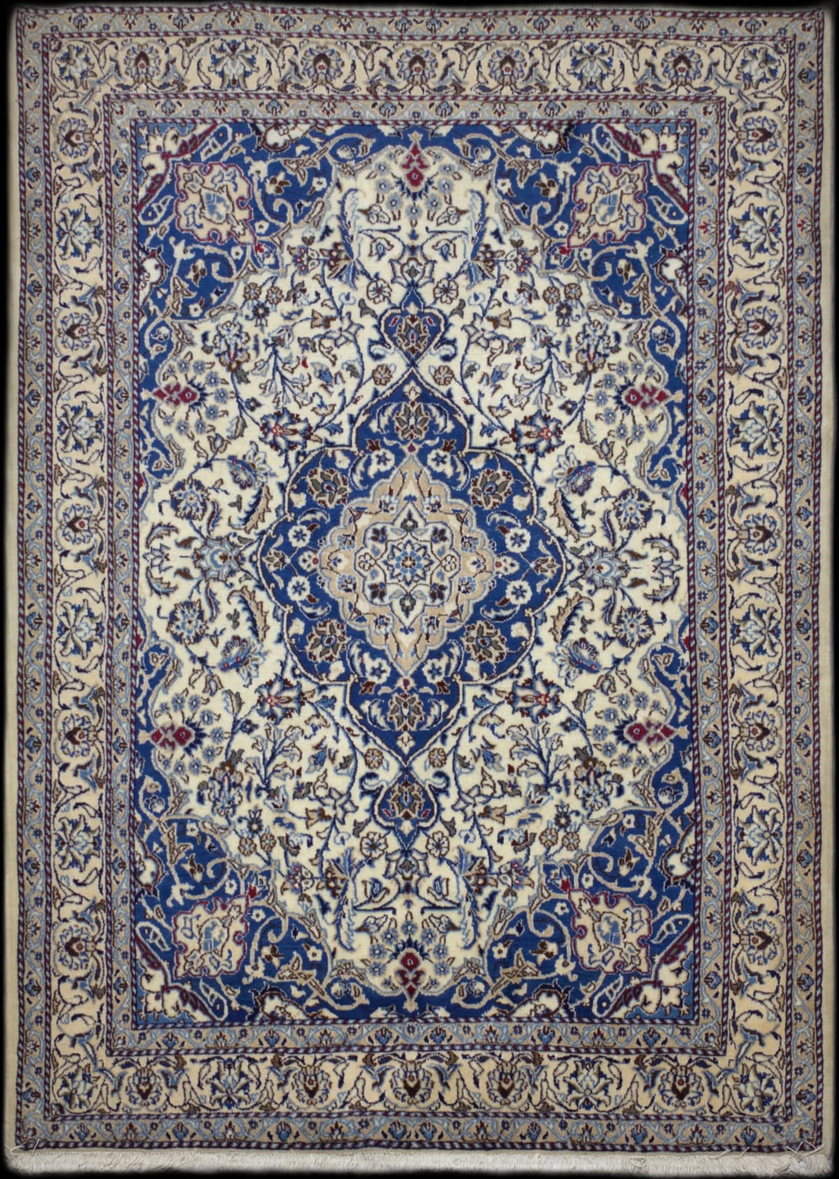 Persian rug in dimensions 237 centimeters length by 162 centimeters width with mainly blue colors