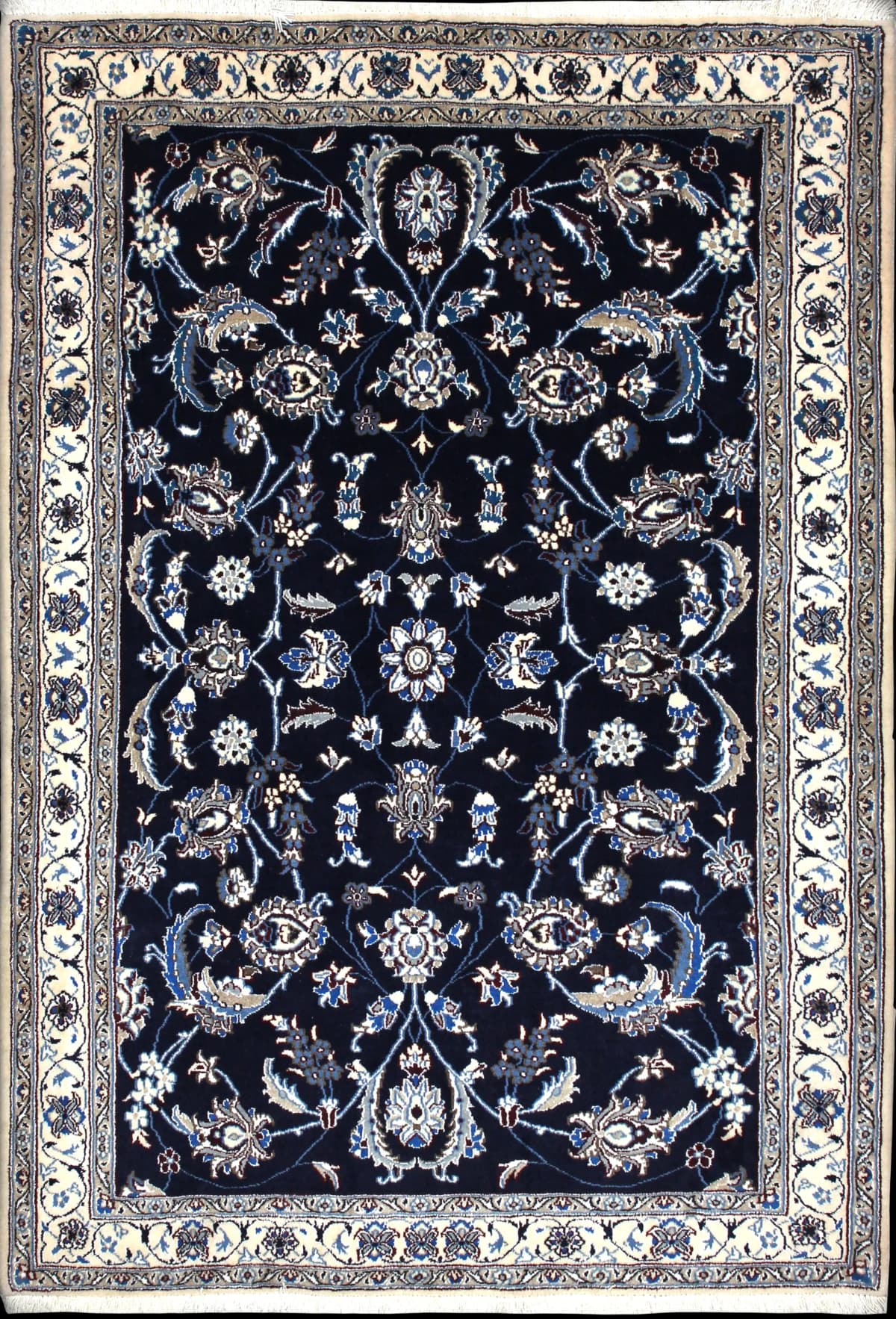 Persian rug of Nain style in dimensions 206 centimeters length by 140 centimeters width with mainly blue colors