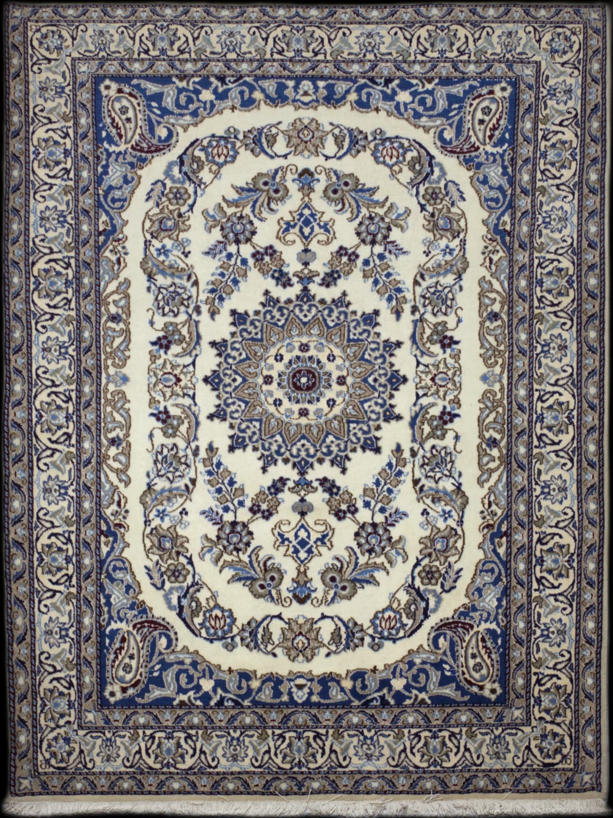 Persian rug in dimensions 240 centimeters length by 165 centimeters width with mainly blue colors