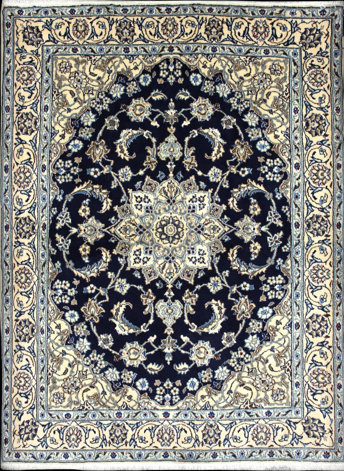 Persian rug of Nain style in dimensions 195 centimeters length by 146 centimeters width with mainly blue colors
