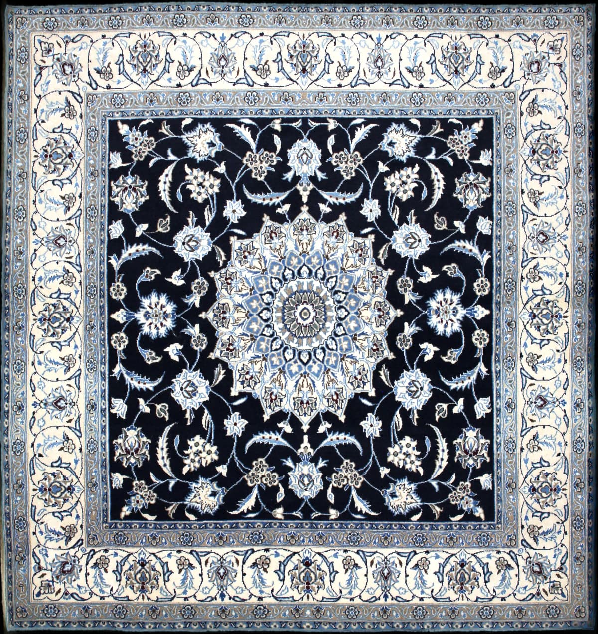 Persian rug of Nain style in dimensions 207 centimeters length by 200 centimeters width with mainly blue colors