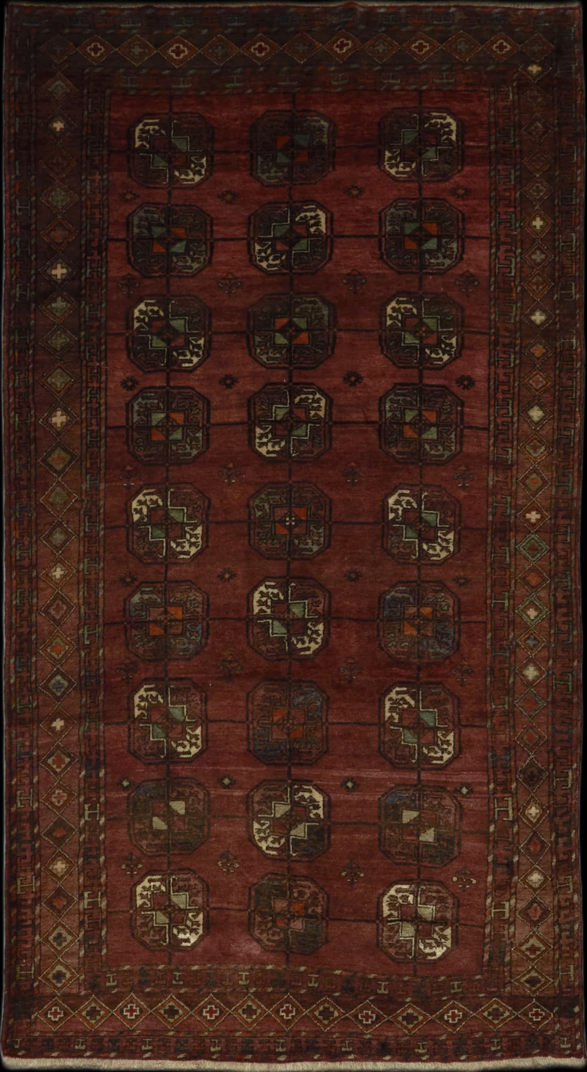 Persian rug in dimensions 283 centimeters length by 137 centimeters width with mainly brown colors