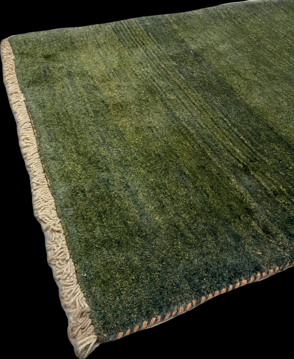Perserteppich Gabbeh, schlicht, 90x122 cm, überwiegend in Grün — Ecke & Kante