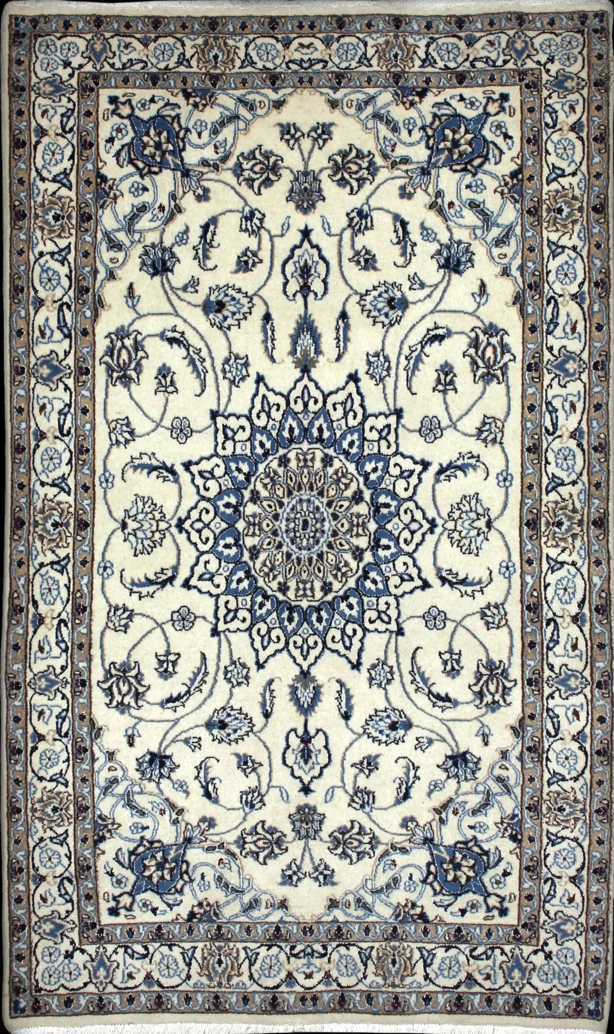 Persian rug of Nain style in dimensions 202 centimeters length by 120 centimeters width with mainly beige and blue colors