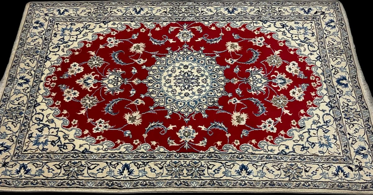 Tapis persan Nain, oriental, 118x200 cm, principalement rouge — Perspective