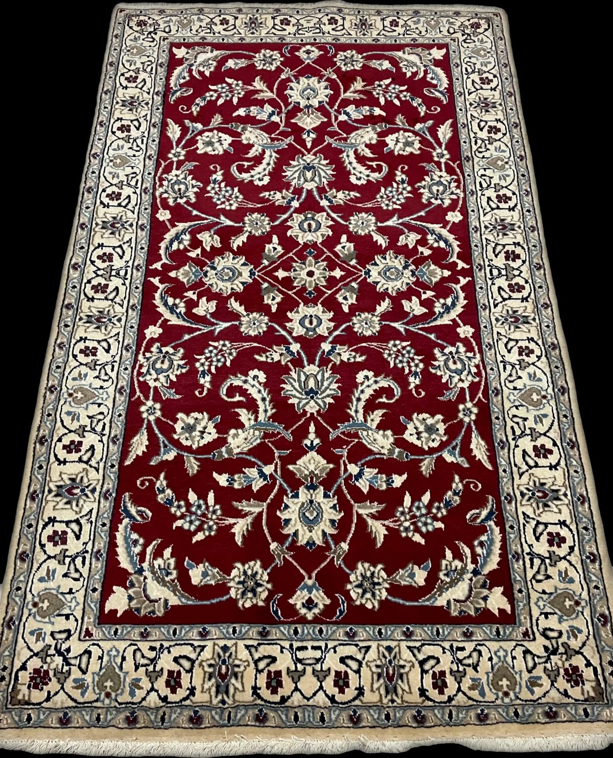 Tapis persan Nain, oriental, 118x200 cm, principalement rouge — Perspective