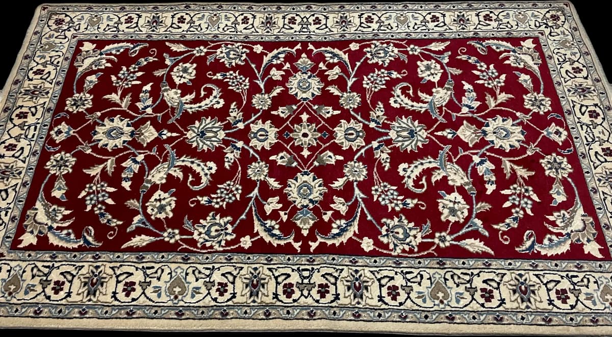 Tapis persan Nain, oriental, 118x200 cm, principalement rouge — Perspective