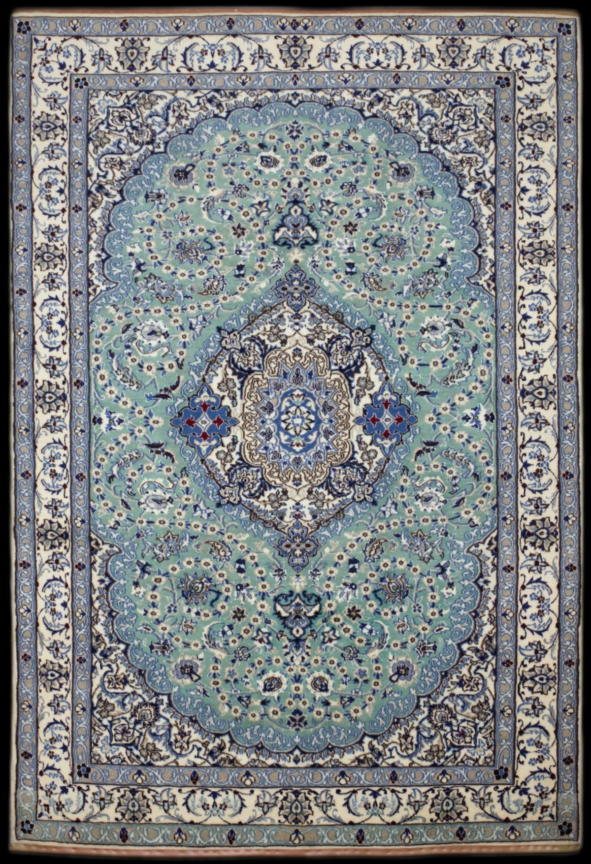 Persian rug in dimensions 252 centimeters length by 160 centimeters width with mainly blue colors