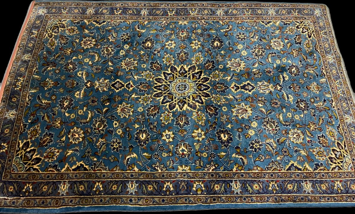 Perserteppich Kashmar, orientalisch, 126x186 cm, überwiegend in Blau — Perspektive