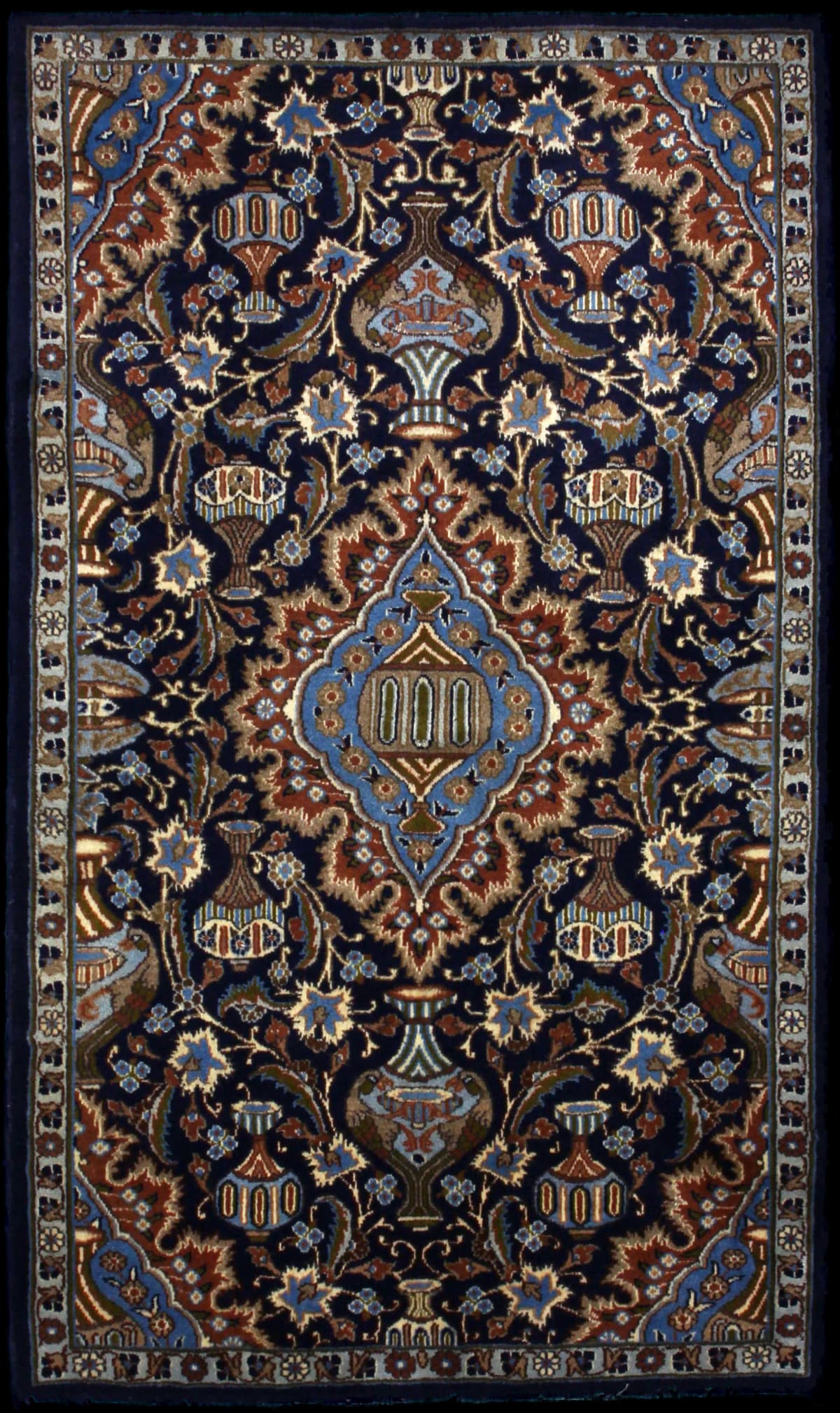 Persian rug of Kashmar style in dimensions 183 centimeters length by 107 centimeters width with mainly blue and black colors