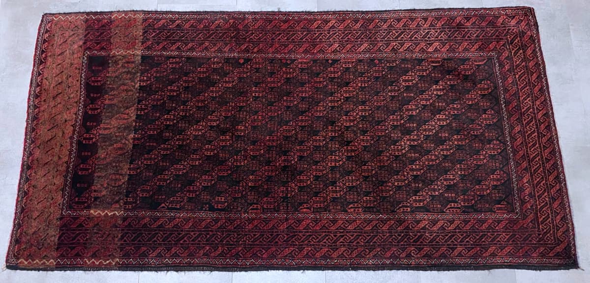 Perserteppich, orientalisch, 97x186 cm, überwiegend in Rot und Braun — Perspektive