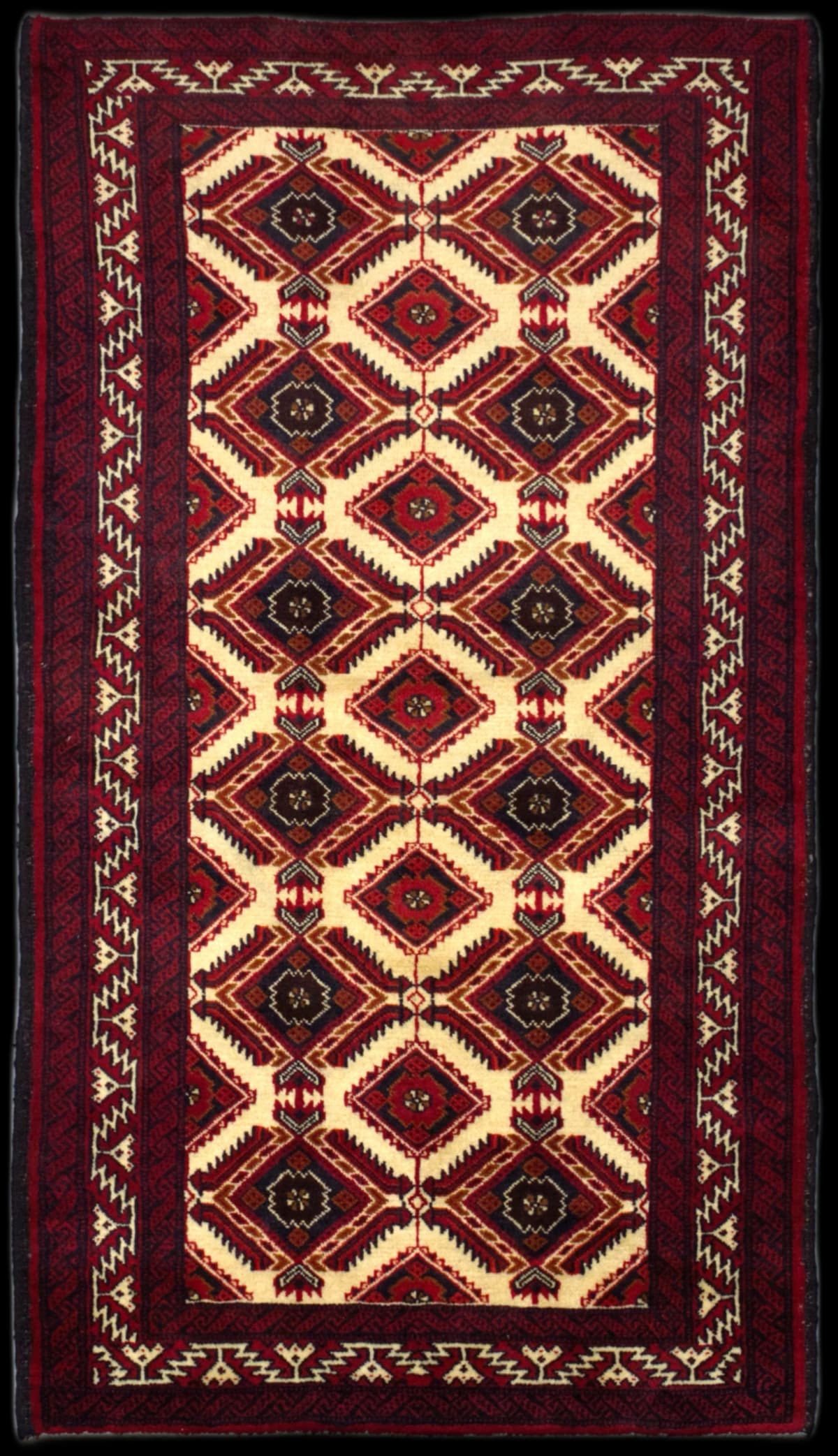 Persian rug in dimensions 190 centimeters length by 100 centimeters width with mainly red and beige colors