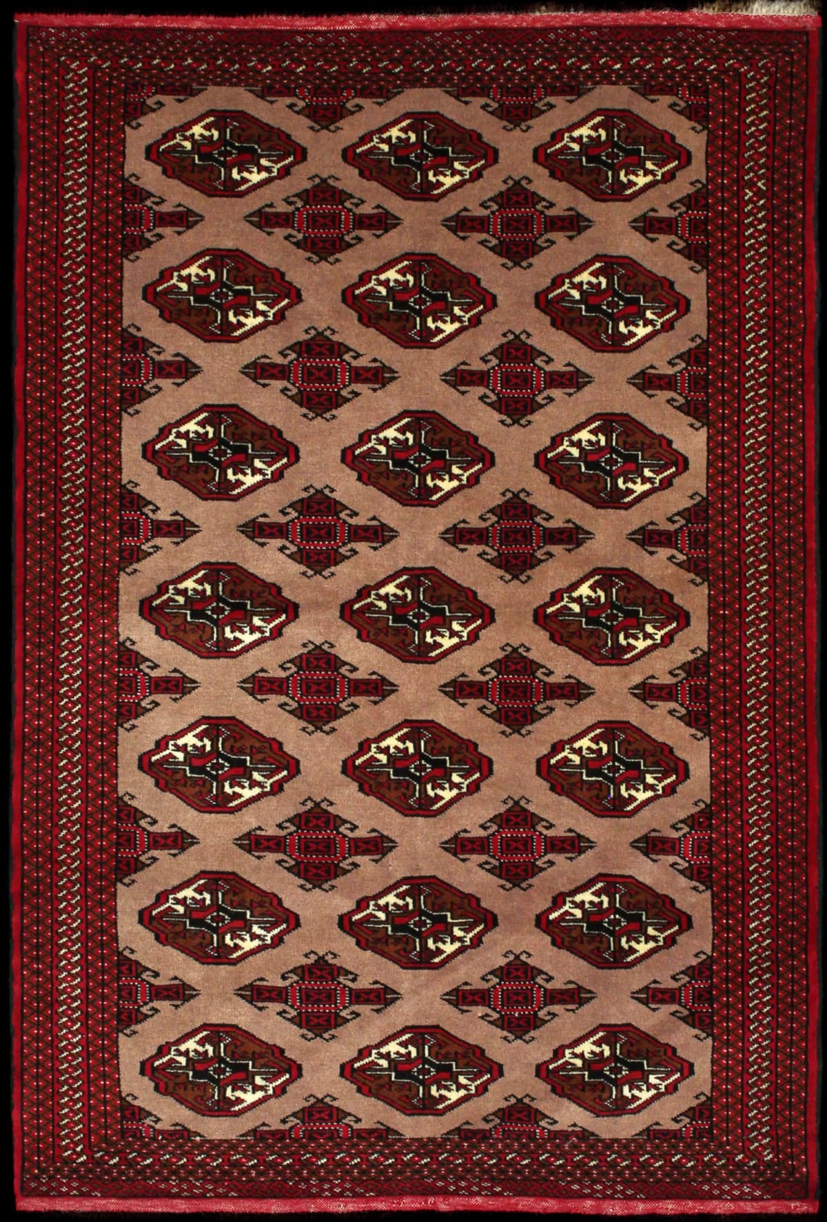 Persian rug of Turkoman style in dimensions 190 centimeters length by 130 centimeters width with mainly red and brown colors